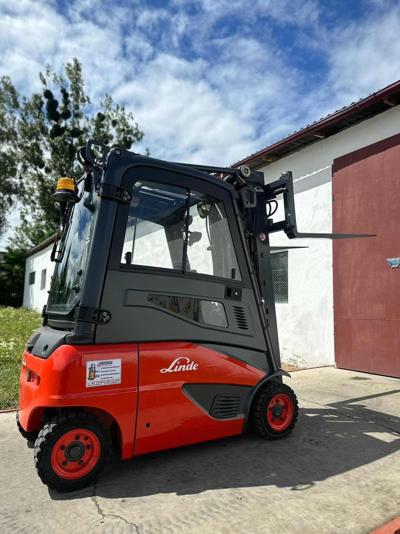 LINDE E16P-02 Electric Forklift, 1.6 metric tons, 4.55 meters, Cab — Electric forklifts